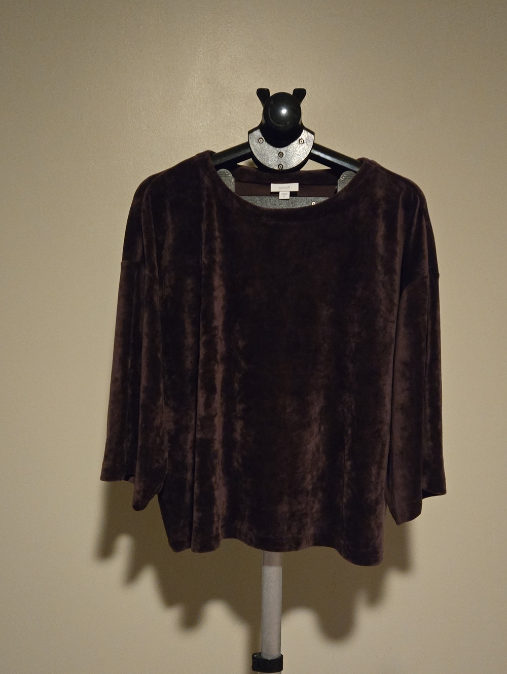 Plush Velvet Eggplant Relaxed-Fit Women's Top